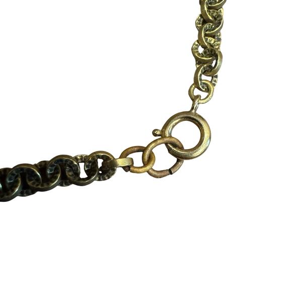 Vintage Hammered Brass? Chain Link (Round Links) Necklace Gold Tone - Picture 1 of 4